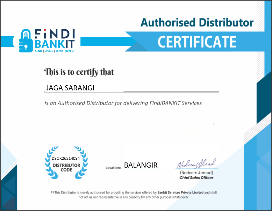 Findi Bankit Distributor Certificate